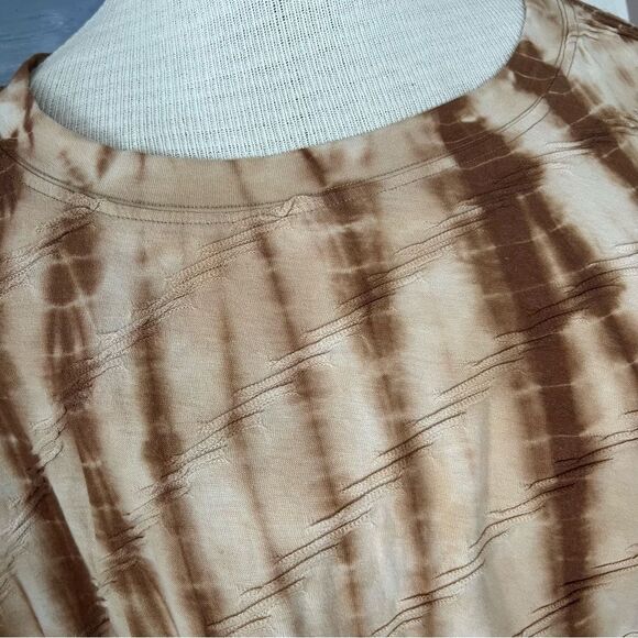 Terra and Sky three quarter sleeve brown and cream textured top size 3X - Picture 5 of 8